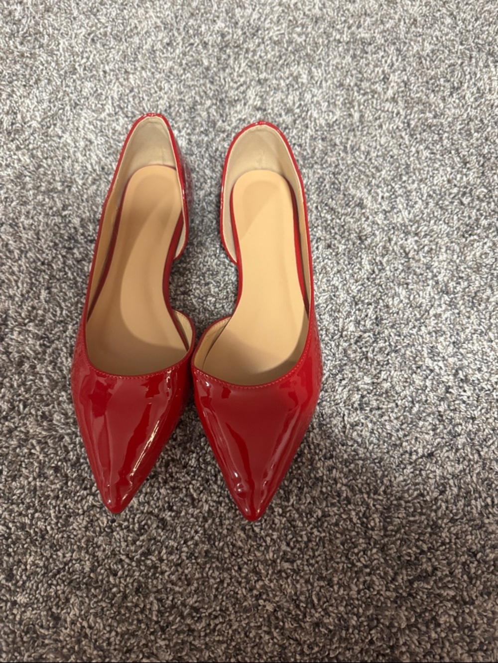 Pointed Toe Red Patent Ballet Flats